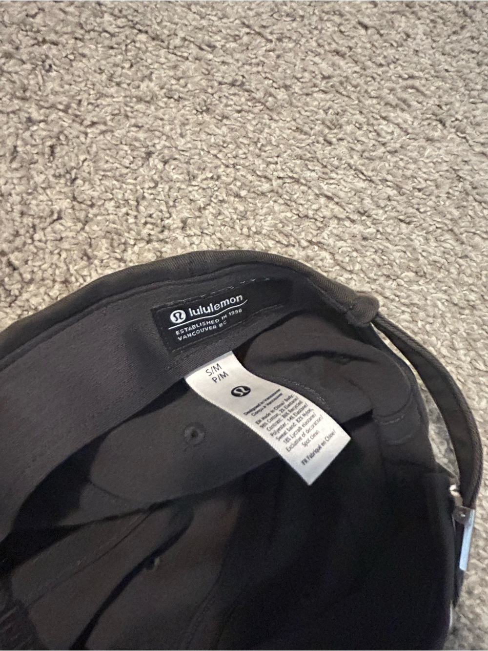 lululemon athletica Men's Black Baseball Cap with Adjustable Strap